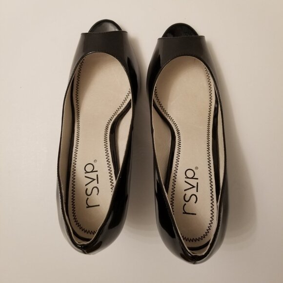 RSVP Black Patent Leather  Peep-Toe Heels  size 9.5 W - Picture 7 of 7